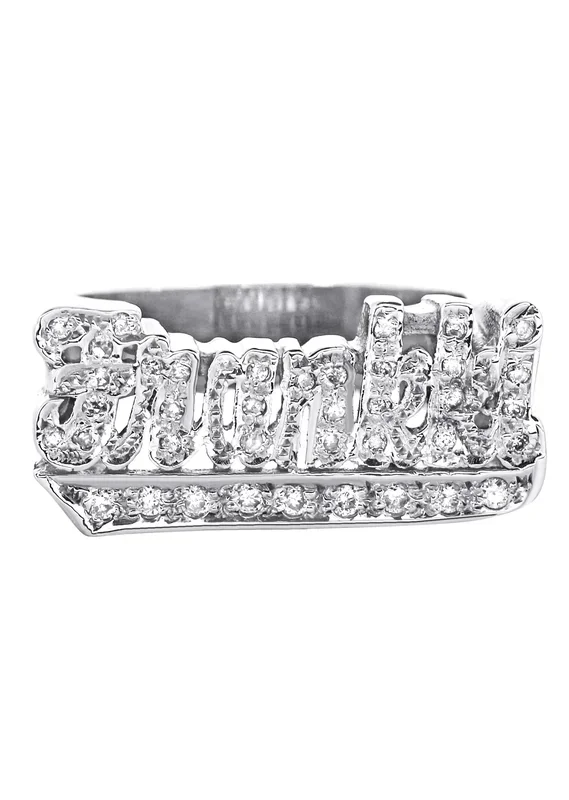 14K White Gold Diamond Name Ring | Appx. 7 Grams