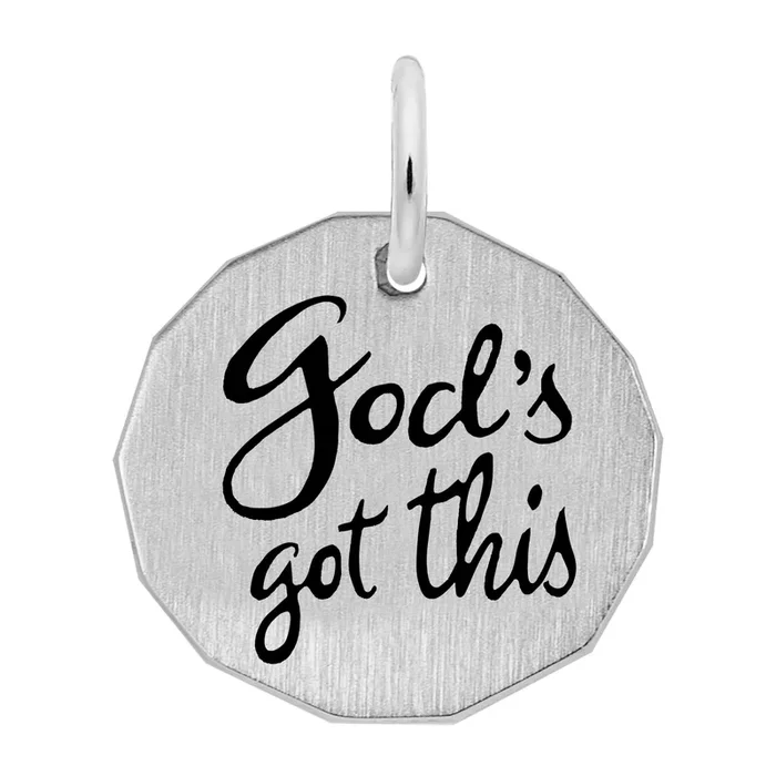 14K White Gold God’s Got This Charm