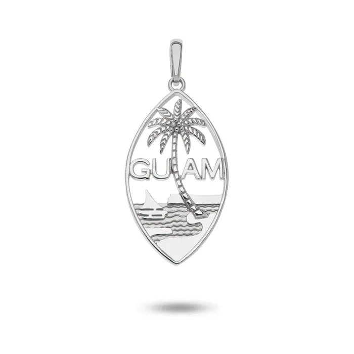 14K White Gold Guam Seal Plain Pendant