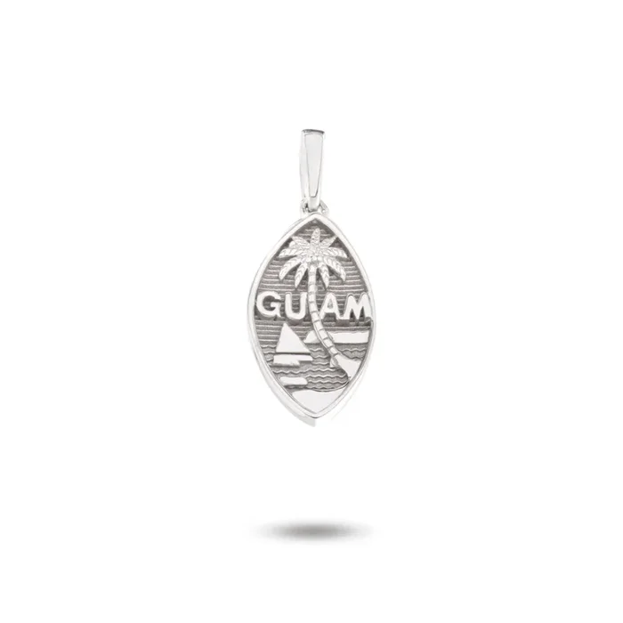 14K White Gold Guam Seal Solid Pendant