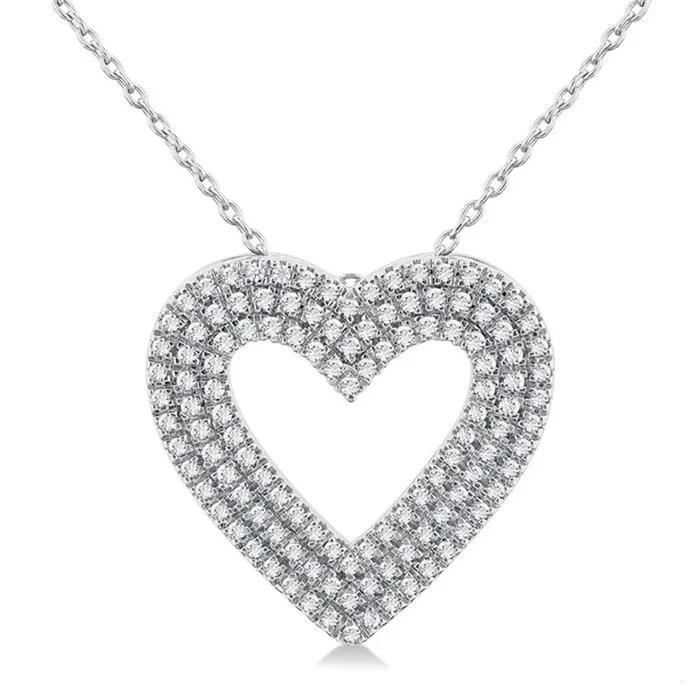 14K White Gold Heart Diamond Pendant