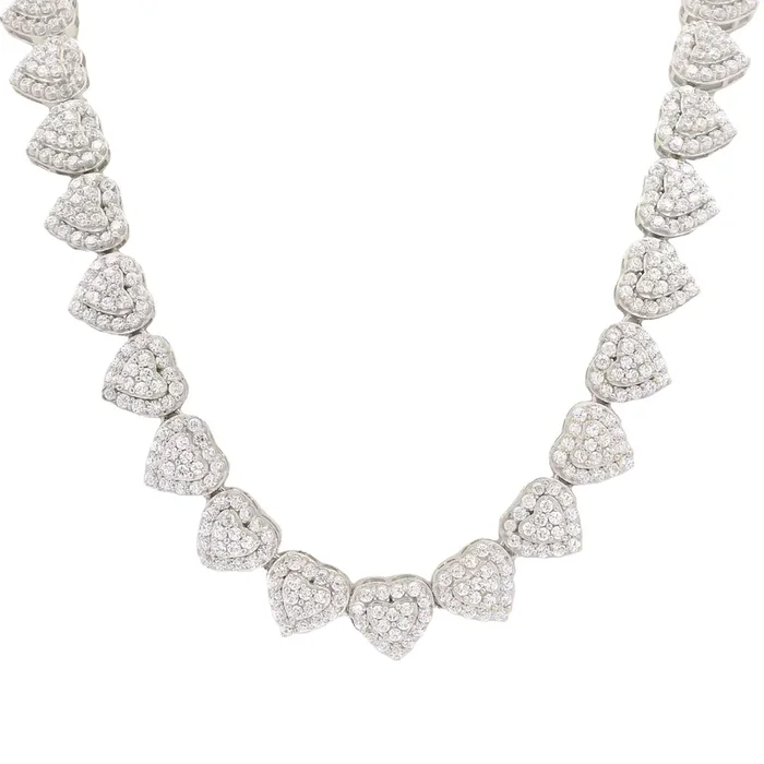 14k White Gold Heart Tennis CZ Choker (8MM) JTJ™