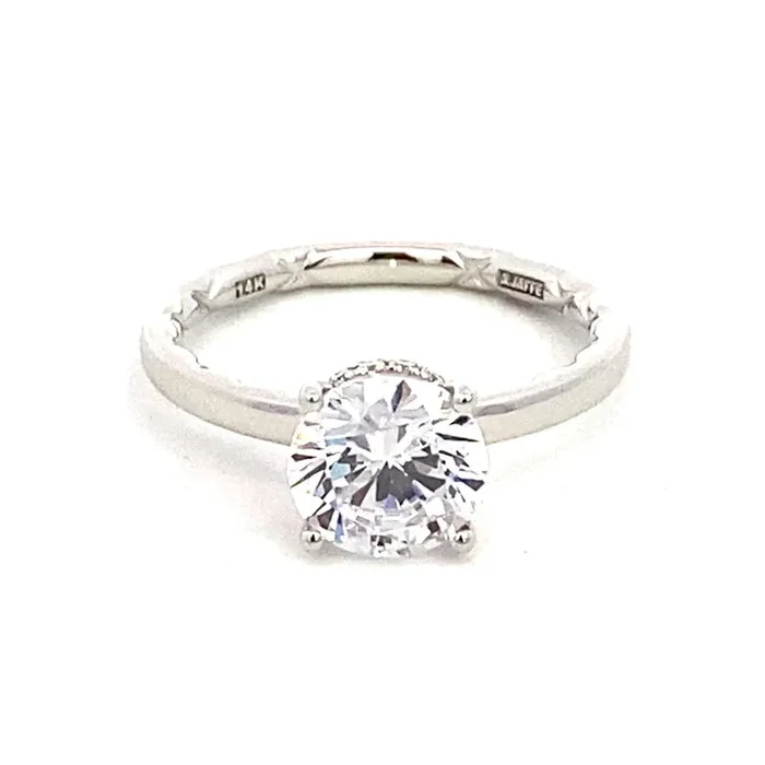14K White Gold Hidden Halo Diamond Engagement Ring