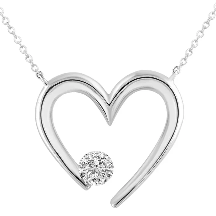 14K White Gold Lab Grown Diamonds Heart Necklace