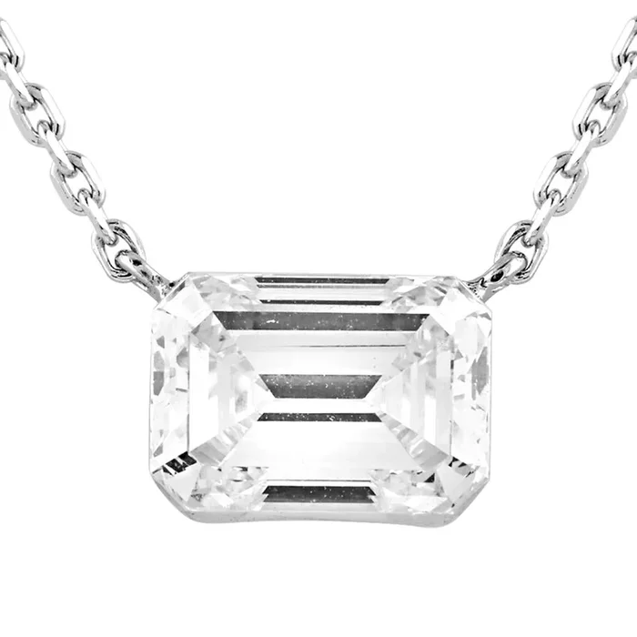 14K White Gold Lab Grown Diamonds Solitaire Necklace