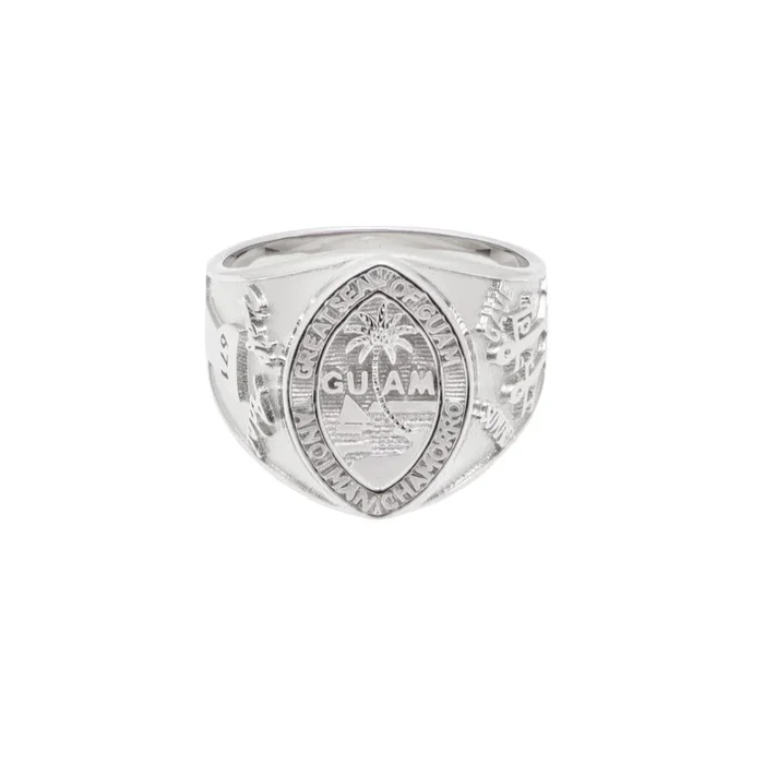 14K White Gold Men’s Guam Seal Ring