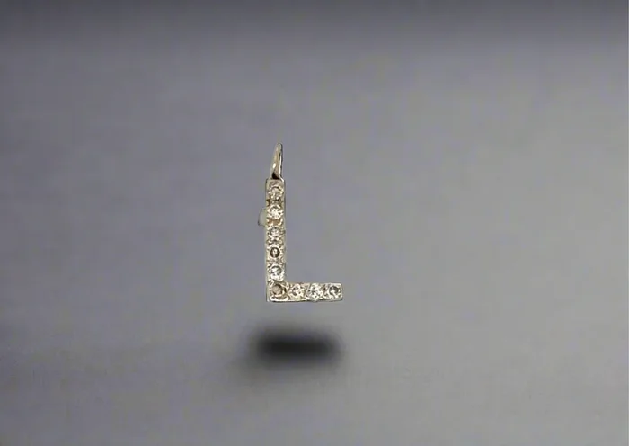14K White Gold Mini Diamond L Letter Pendant