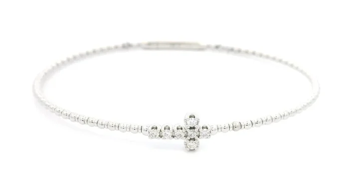 14K White Gold Natural Diamonds Cross Flex Bracelet