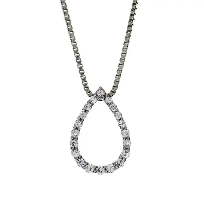14K White Gold Natural Diamonds Pear Pendant
