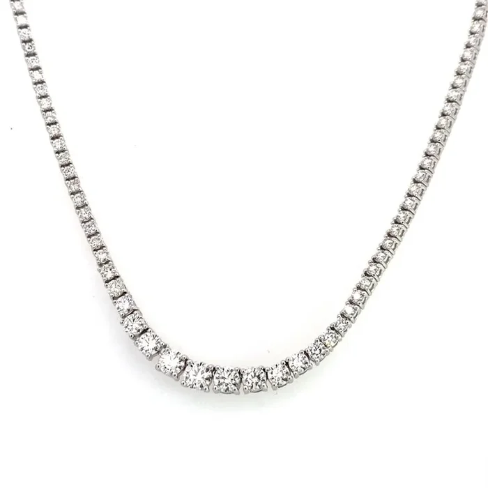14K White Gold Natural Diamonds Tennis Necklace
