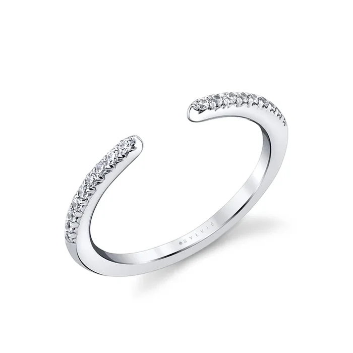 14K White Gold Open Diamond Band