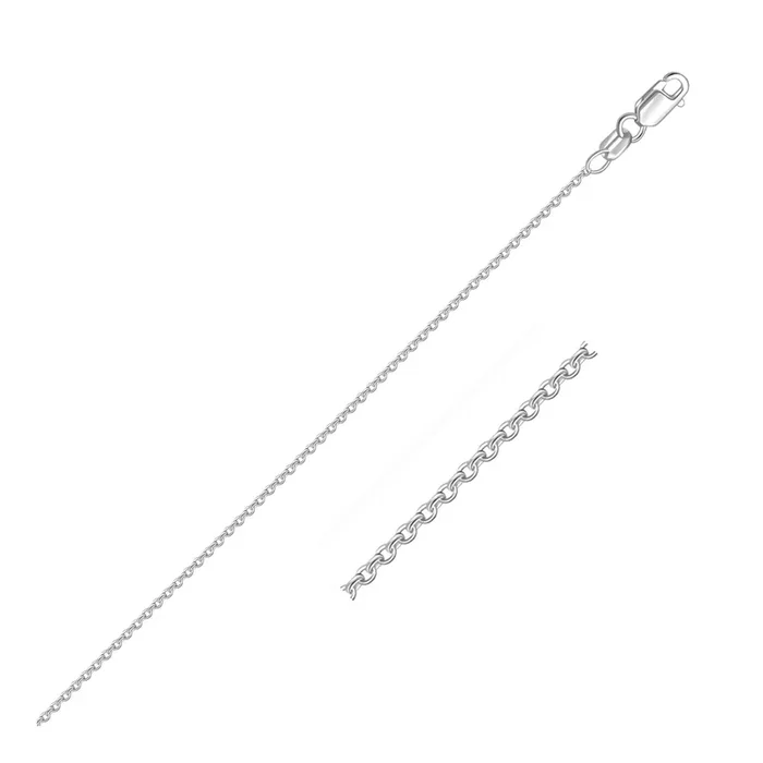 14k White Gold Oval Cable Link Chain (1.20 mm)