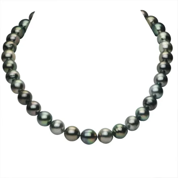 14K White Gold Pearls Single Strand Tahitian Pearl Necklace