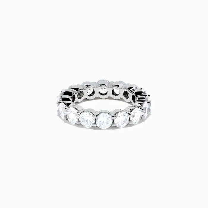14K White Gold Prong Set Diamond Eternity Band, 5.00 TCW