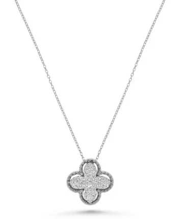 14K White Gold Round Shape Diamond Cluster Pendant (.40ctw)