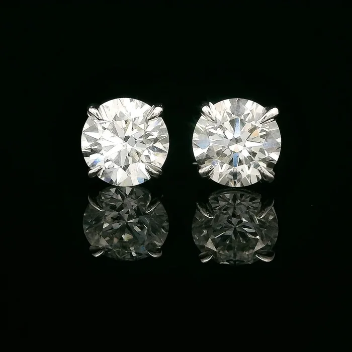 14k White Gold Round STUD 3.9 CT VVS Diamond Lab grown Earrings (7MM) ? JTJ™