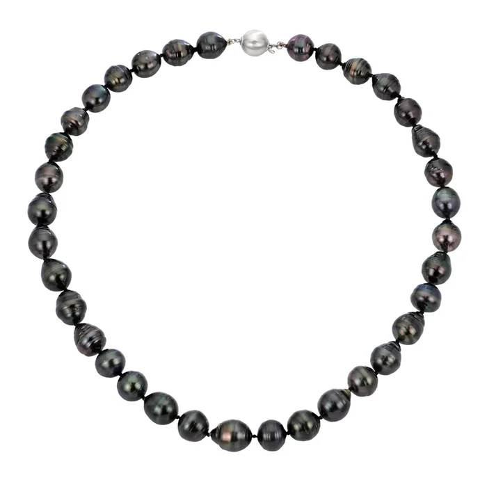 14K White Gold Single Strand Baroque Tahitian Necklace