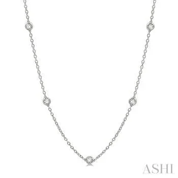 14k White Gold Station Diamond Necklace