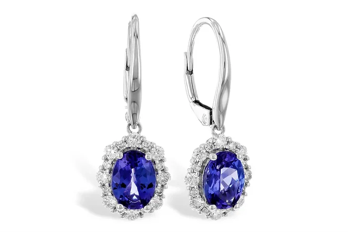 14K White Gold Tanzanites Dangle Earrings