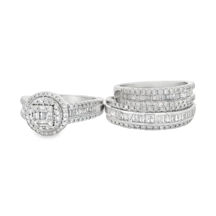 14k White Gold Trio Set Diamond ? Center Baguette Rings JTJ™