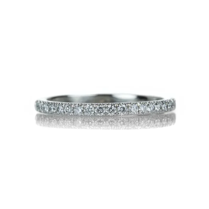 14k White Gold White Diamond Band