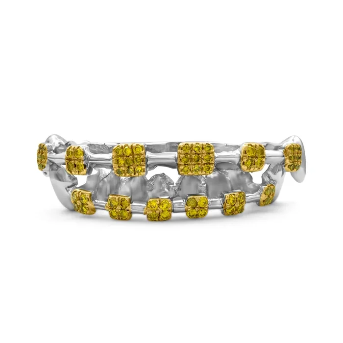 14K White Gold Yellow Diamond Brace (Top & Bottom) Grillz