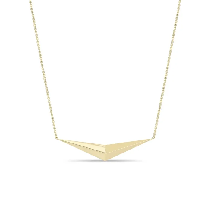 14k Wide V Pyramid Necklace