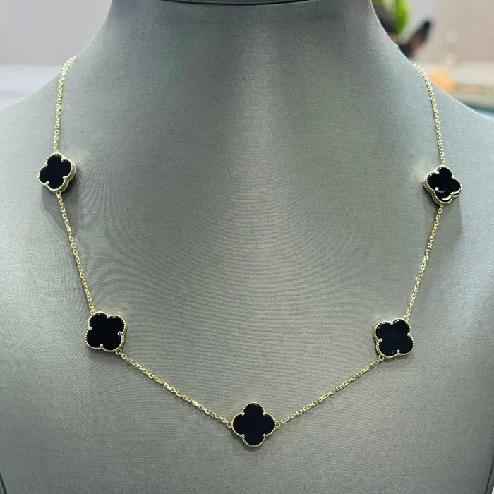 14K Women Black 5 Clover Choker JTJ™