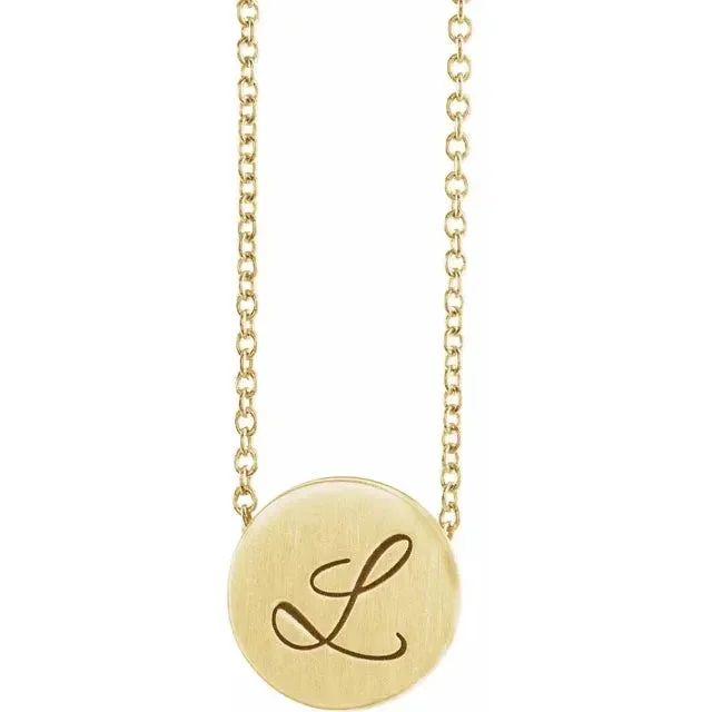 14K Yellow 10 mm Engravable Disc with Adjustable Necklace