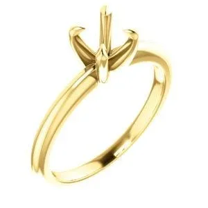 14K Yellow 5×5 mm Cushion Solitaire Engagement Ring Mounting
