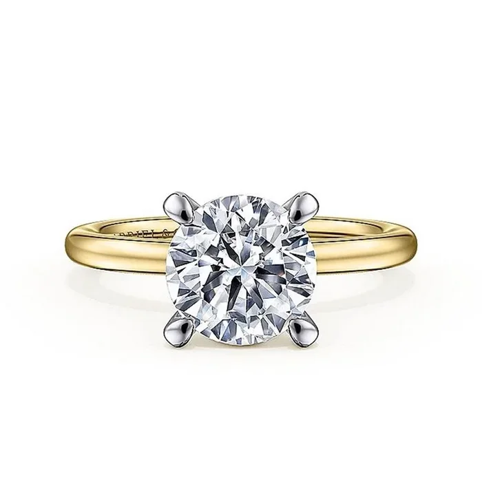 14K Yellow And White Gold ‘Cari’ Hidden Halo Round Diamond Engagement Ring