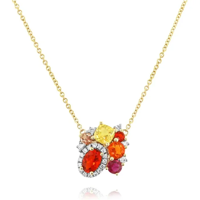 14K Yellow And White Gold ‘Tesserae’ Marigold Cluster Necklace