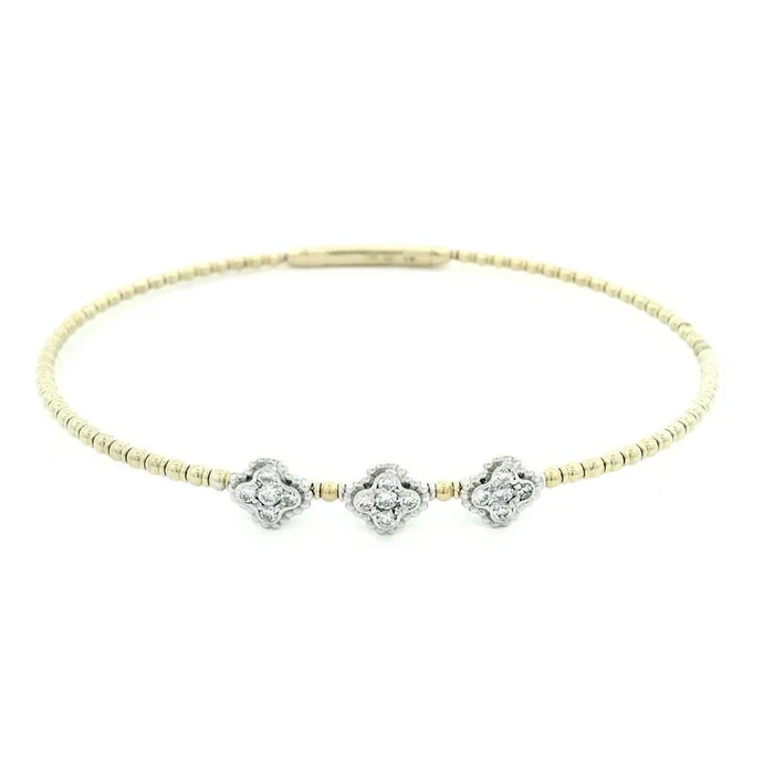 14K Yellow And White Gold Natural Diamonds Flex Bracelet