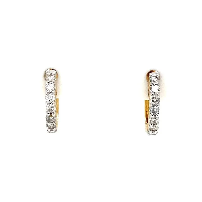 14K Yellow Gold 12mm Diamond Huggie Earrings