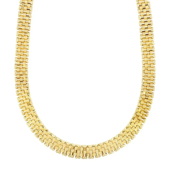 14k Yellow Gold 18″ Faceted Panther Link Chain Necklace
