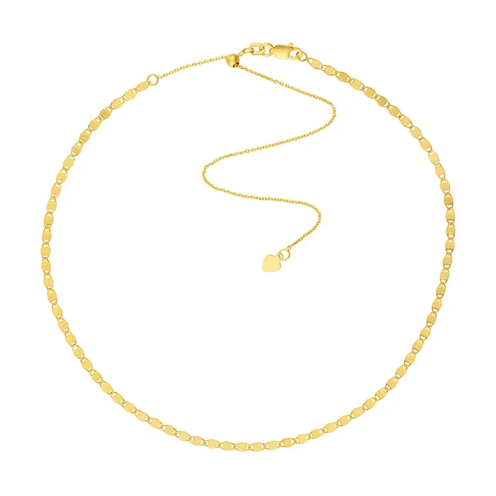 14K Yellow Gold 2.50mm Valentino Chain Choker Necklace