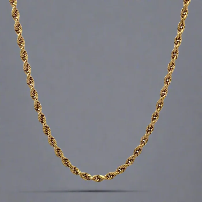 14K Yellow Gold 20″ 2.7mm Unisex Rope Chain