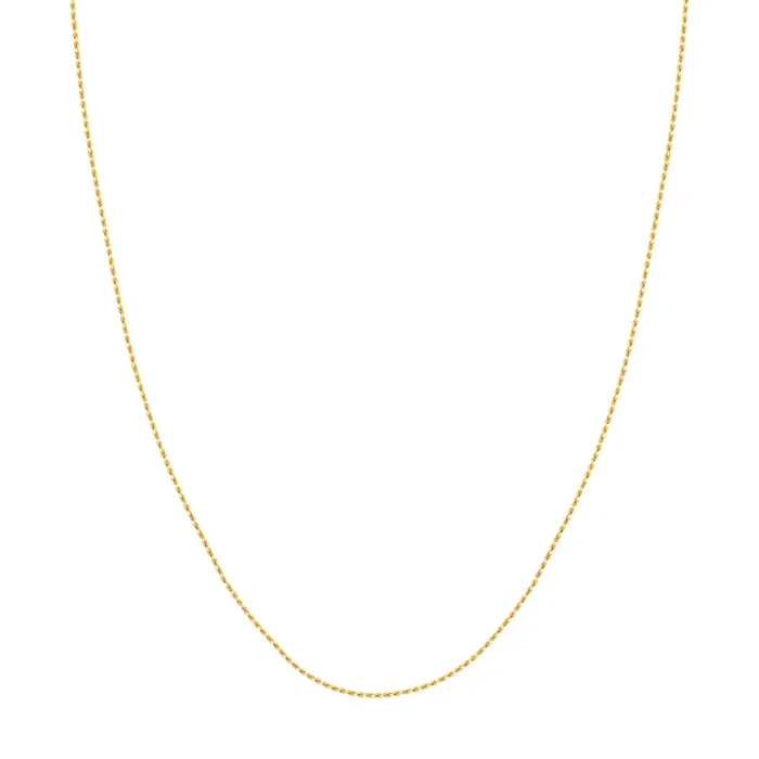 14K Yellow Gold 20 Inches Diamond Cut Rope Chain