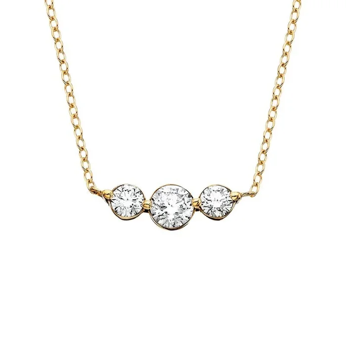 14K Yellow Gold 3 Stone Necklace