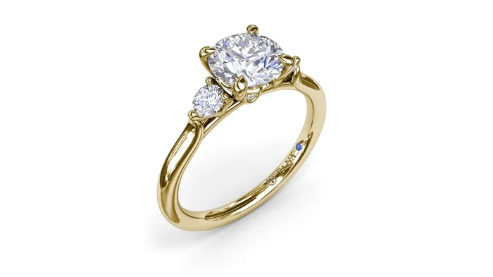 14K Yellow Gold 3 Stone Semi-Mount *center stone not included