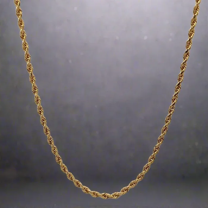 14K Yellow Gold 30″ 2.3mm Unisex Rope Chain
