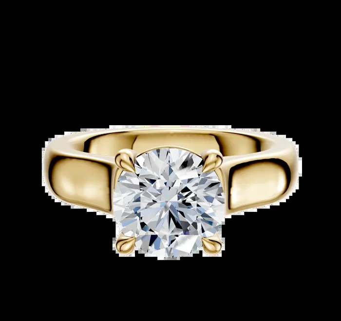 14K Yellow Gold 4 Prong Basket Cathedral Dome 4.0mm Engagement Ring