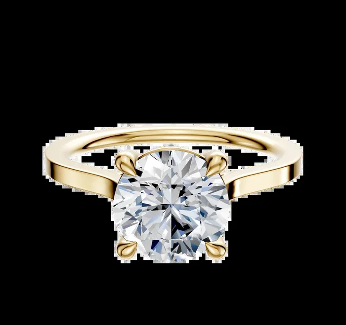 14K Yellow Gold 4 Prong Basket Cathedral Flat 1.5mm Engagement Ring