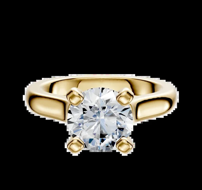 14K Yellow Gold 4 Prong Cathedral Dome 3.0mm Engagement Ring