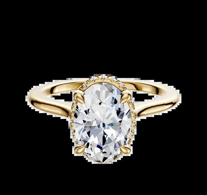 14K Yellow Gold 4 Prong Collar Cathedral Dome 1.5mm Engagement Ring