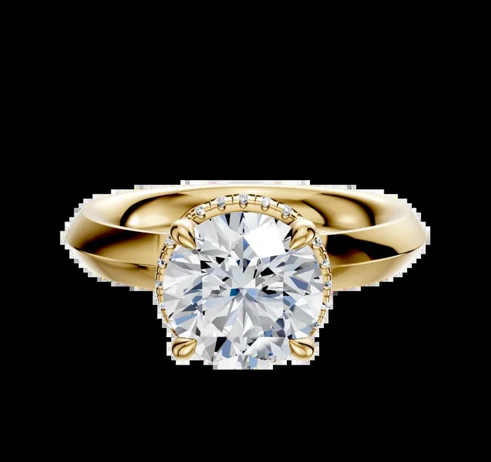 14K Yellow Gold 4 Prong Collar Classic Knife Edge 3.0mm Engagement Ring