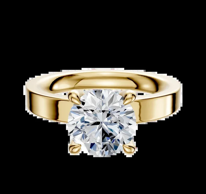 14K Yellow Gold 4 Prong Hidden Halo Classic Flat 3.0mm Engagement Ring