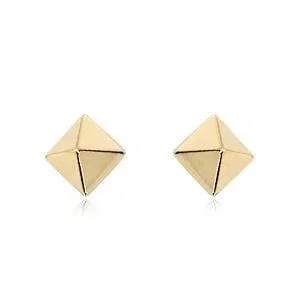 14K Yellow Gold 6mm Pyramid Post Earrings