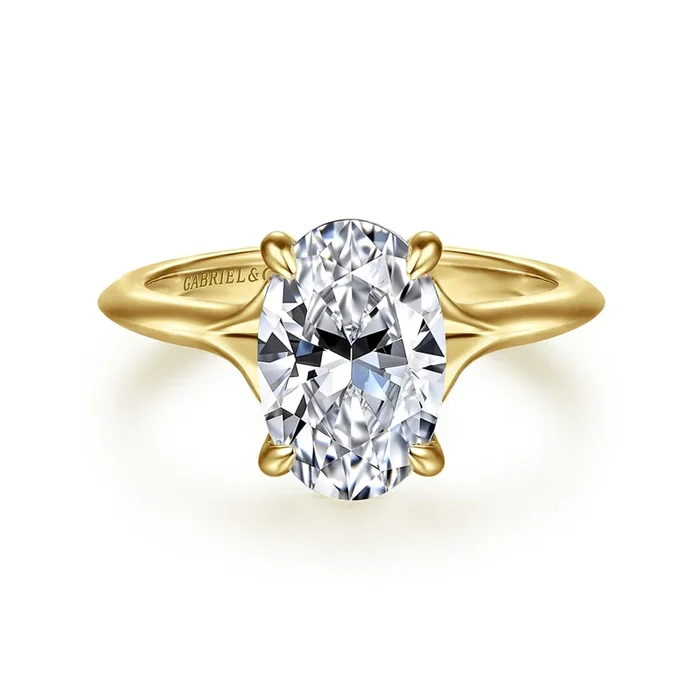 14K Yellow Gold ‘Alden’ Hidden Halo Oval Natural Diamonds Engagement Ring