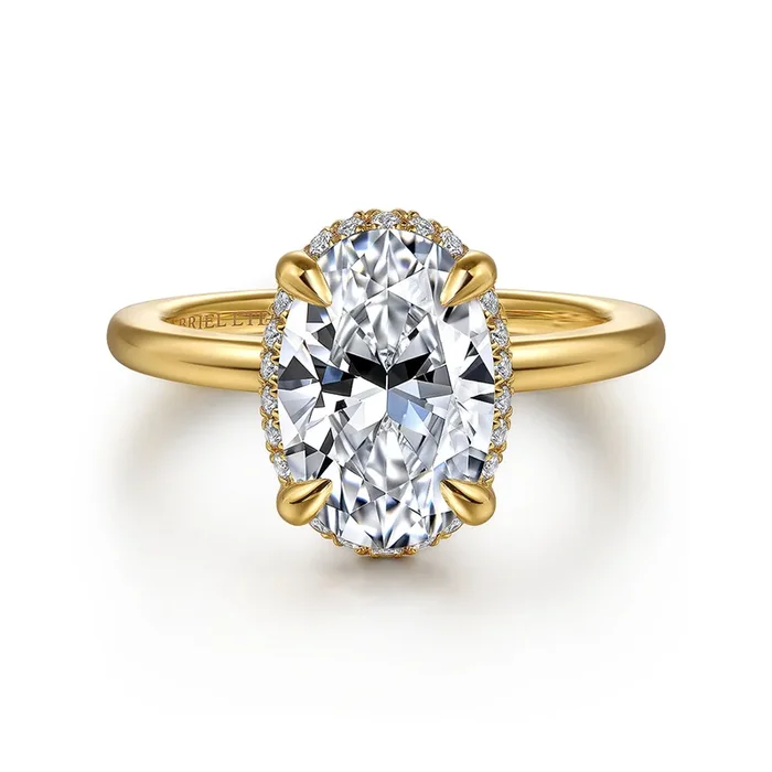 14K Yellow Gold ‘Bonnie’ Hidden Halo Oval Natural Diamonds Engagement Ring